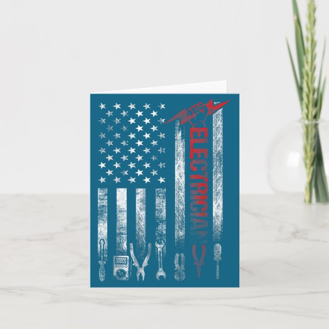 Tarjeta Electrician American Flag Funny Electricians Tools (Anverso)