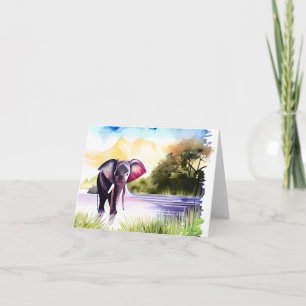 Tarjeta Elefante acuarela personalizable