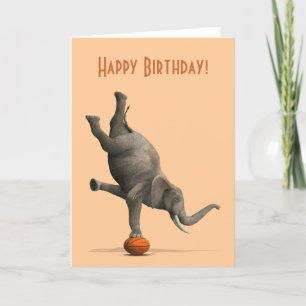 Tarjeta Elefante artístico cómico en baloncesto