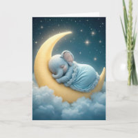 Elefante bebé durmiendo en una luna creciente