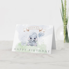 Tarjeta Elefante bebé feliz cumpleaños para él acuarela