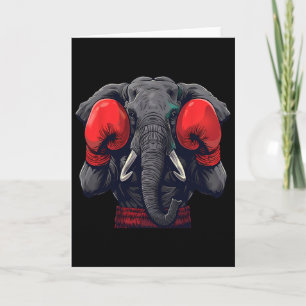 Tarjeta Elefante Boxeador Con Guantes De Boxeo Kickboxing 