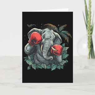 Tarjeta Elefante Boxeador Con Guantes De Boxeo Kickboxing