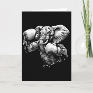 Tarjeta Elefante boxeador con guantes de boxeo kickboxing