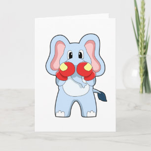 Tarjeta Elefante boxeando con guantes de boxeo