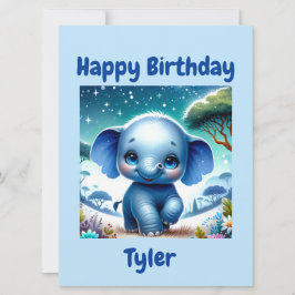 Tarjeta Elefante Brillante Bajo un Cielo Estrellado 