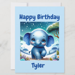 Tarjeta Elefante Brillante Bajo un Cielo Estrellado 