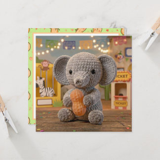Tarjeta Elefante Caprichoso en el Zoológico en Blanco