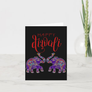 Tarjeta Elefante Colorido Feliz Deepavali Diwali Para Hind