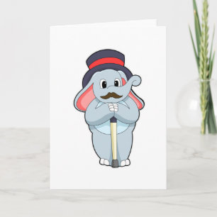 Tarjeta Elefante como caballero con sombrero y bastón