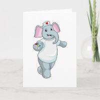 Elefante como enfermera con medicina