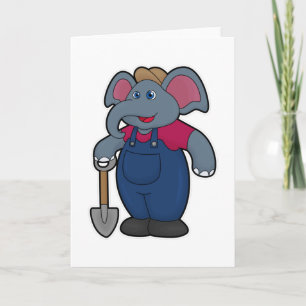 Tarjeta Elefante como Granjero con Pala