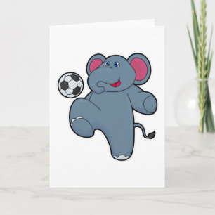 Tarjeta Elefante como jugador de fútbol con balón de fútbo