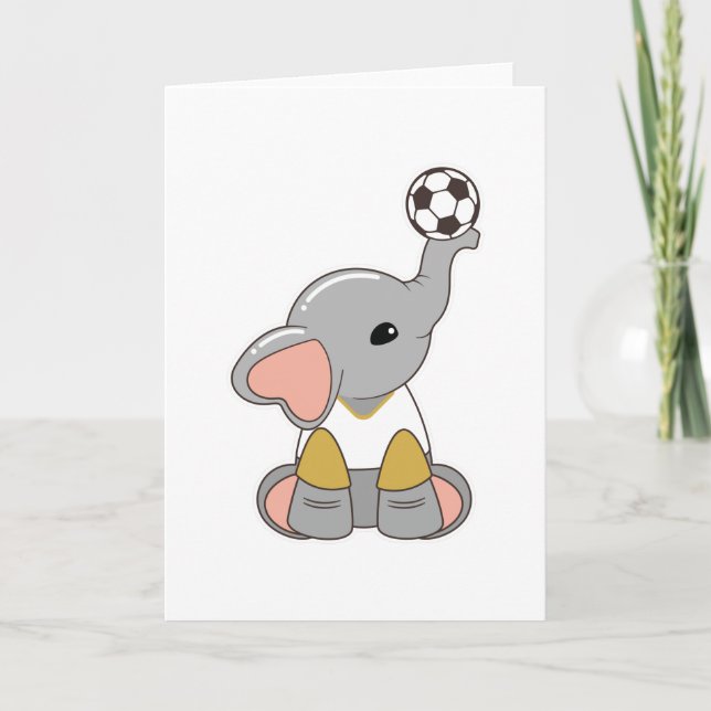 Tarjeta Elefante como jugador de fútbol con balón de fútbo (Anverso)