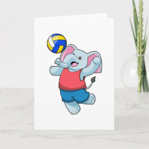 Tarjeta Elefante como jugador de voleibol con balón de vol