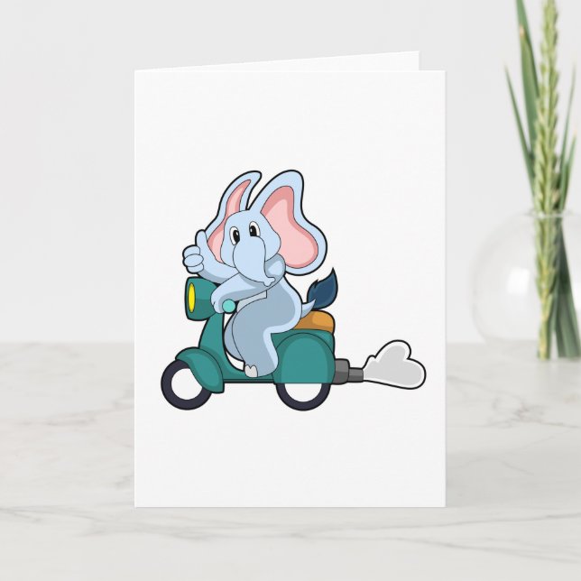 Tarjeta Elefante como motociclista con Scooter (Anverso)
