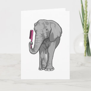 Tarjeta Elefante como peluquero con peine