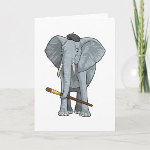 Tarjeta Elefante como pintador con pincel de pintura