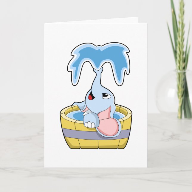 Tarjeta Elefante con bañera llena de agua (Anverso)