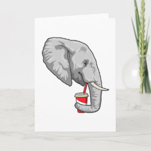 Tarjeta Elefante con bebida