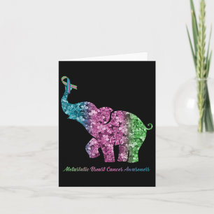 Tarjeta Elefante con cáncer de mama metastásico de flores