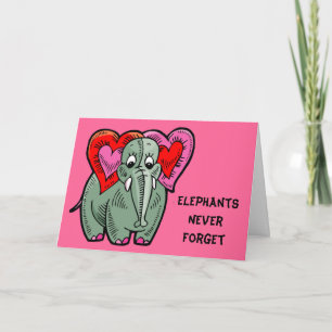 Tarjeta Elefante con el aniversario del corazón