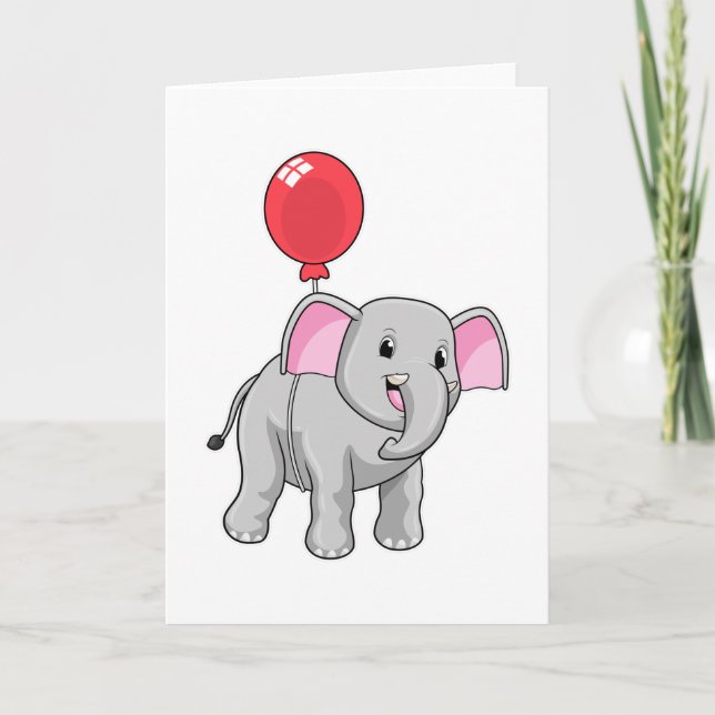 Tarjeta Elefante con globo (Anverso)