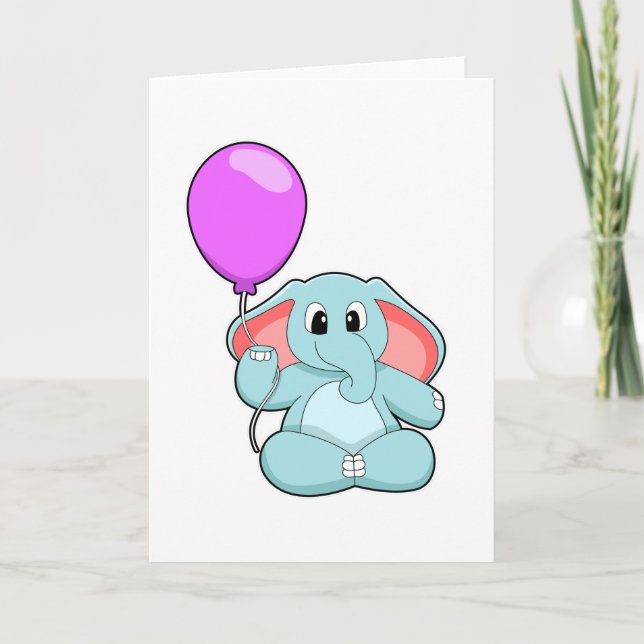 Tarjeta Elefante con globo (Anverso)
