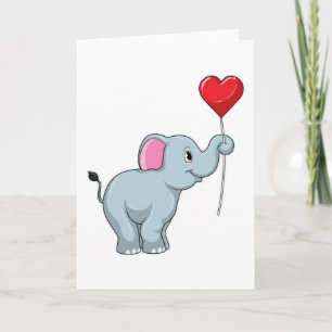 Tarjeta Elefante con globo de corazón