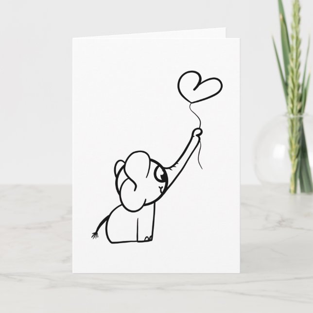 Tarjeta Elefante con idea de regalo de globo (Anverso)
