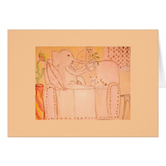 Tarjeta elefante con los gatos