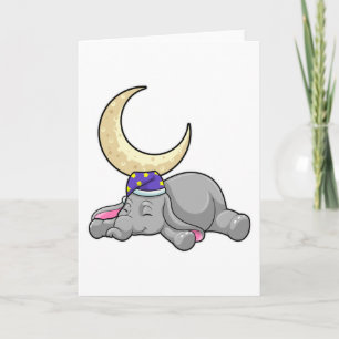 Tarjeta Elefante con luna