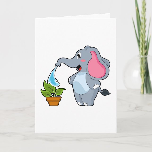 Tarjeta Elefante con planta (Anverso)