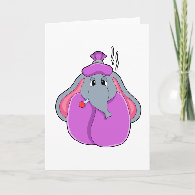 Tarjeta Elefante con termómetro de Fiebre (Anverso)