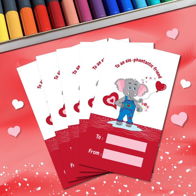 Tarjeta Elefante Cute | El día de San Valentín del aula He (Subido por el creador)