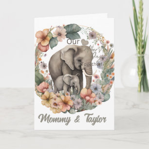 Tarjeta Elefante de Acuarela Primer Día de la Madre