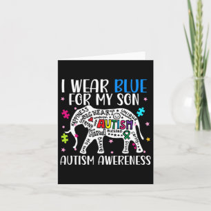 Tarjeta Elefante De Autismo Que Llevo Blues Por El Autismo