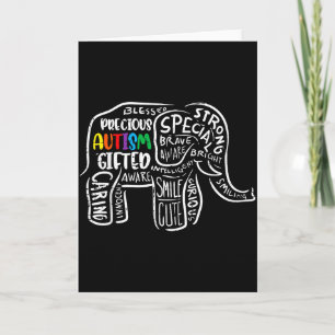Tarjeta Elefante de Conciencia sobre el Autismo Aceptación