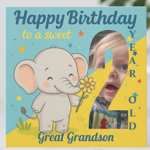 Tarjeta Elefante de cumpleaños 2 personalizado Dulce tu ta