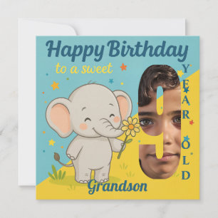 Tarjeta Elefante de cumpleaños 9 personalizado Dulce tu ta