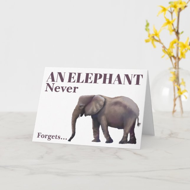 Tarjeta Elefante de cumpleaños atrasado  (flor amarilla)