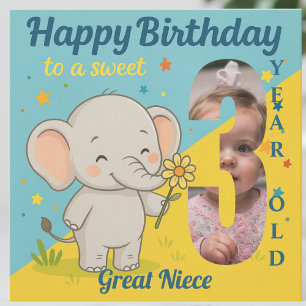 Tarjeta Elefante de cumpleaños personalizado 3 Dulce tu ta