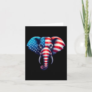 Tarjeta Elefante de la bandera americana 4 de julio Elefan