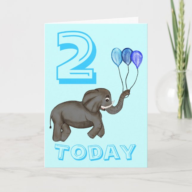 Tarjeta Elefante de la Celebración (Azul) (Anverso)