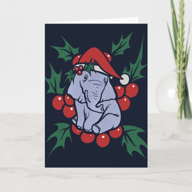 Tarjeta Elefante de Navidad (Anverso)