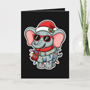 Tarjeta Elefante de Navidad Gafas de sol Sombrero de Papá 