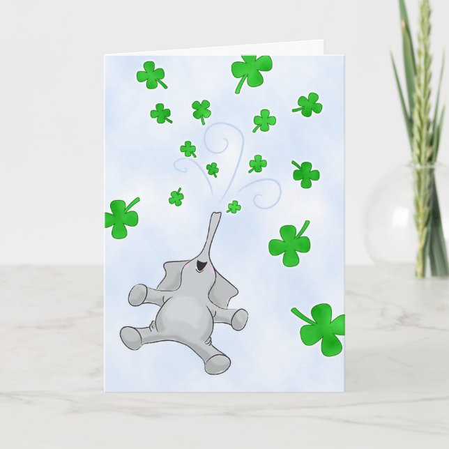 Tarjeta Elefante del Día de San Patricio, demostrando bend (Anverso)