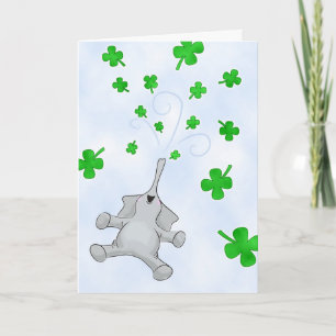 Tarjeta Elefante del Día de San Patricio, demostrando bend