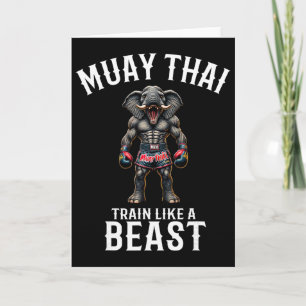 Tarjeta Elefante divertido de Muay Thai - Kickboxing y ele