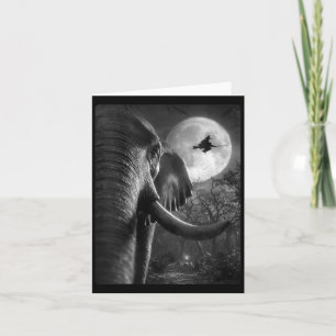Tarjeta Elefante Divertido para Mujeres Selfie Luna Llena